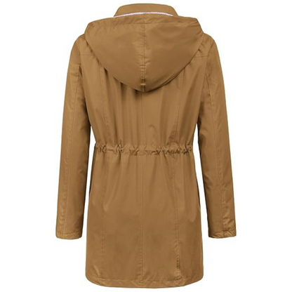 Waterproof Long Hooded Trench Coat Lined Windbreaker Travel Jacket
