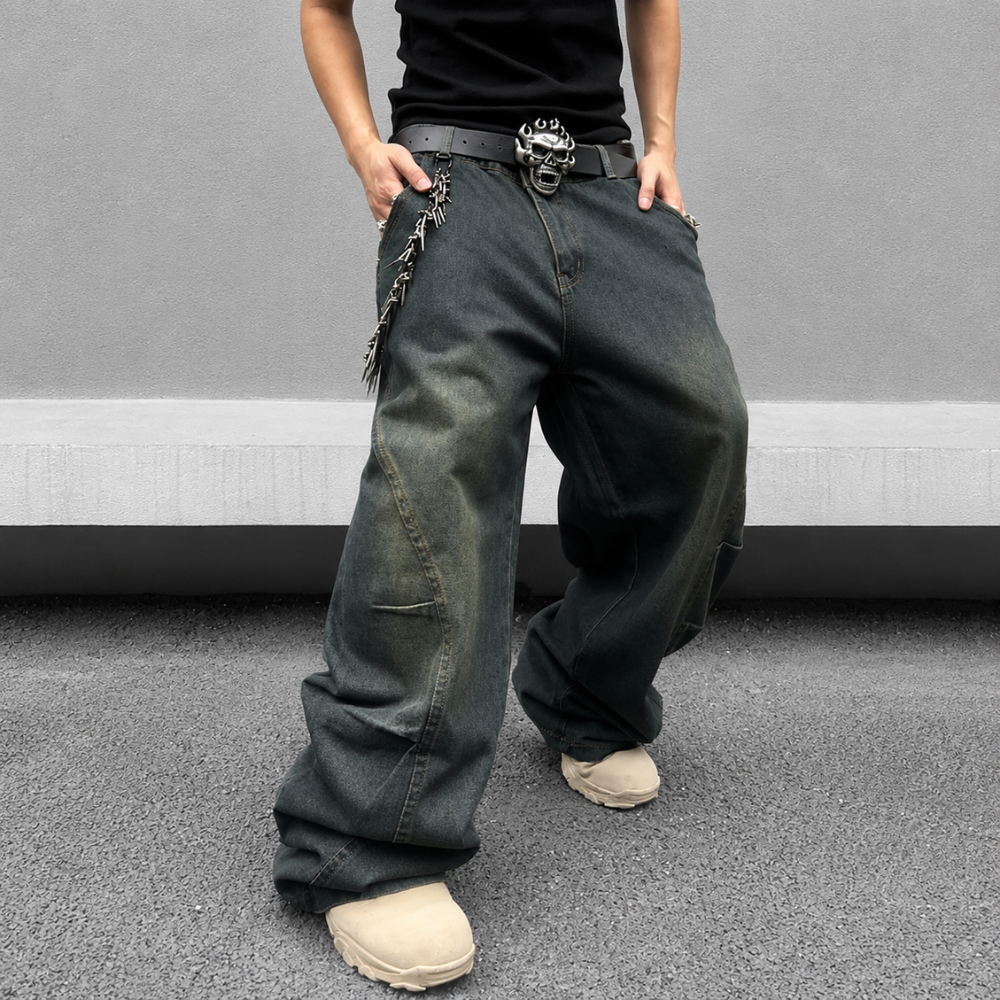 Wide Fit Baggy Denim Pants For Men