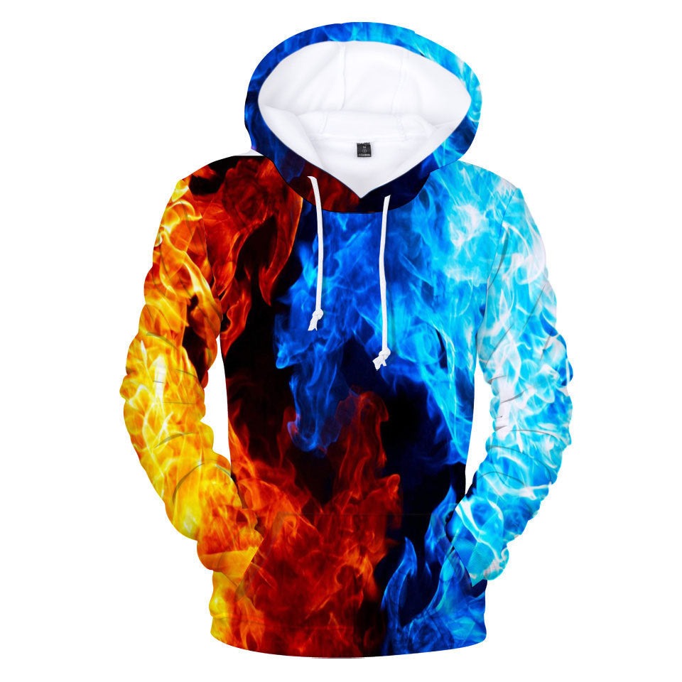 Blue Flame Horse Digital Printed 3D Hoodie