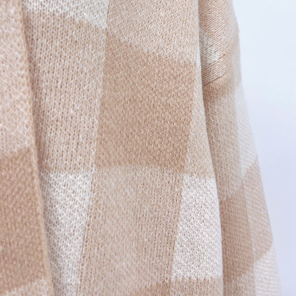 Plaid Knit Loose Cardigan Sweater