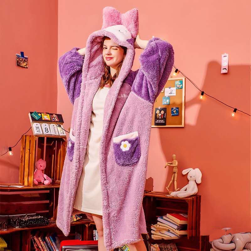 Velvet Warmth Flannel Pajama Hoodie