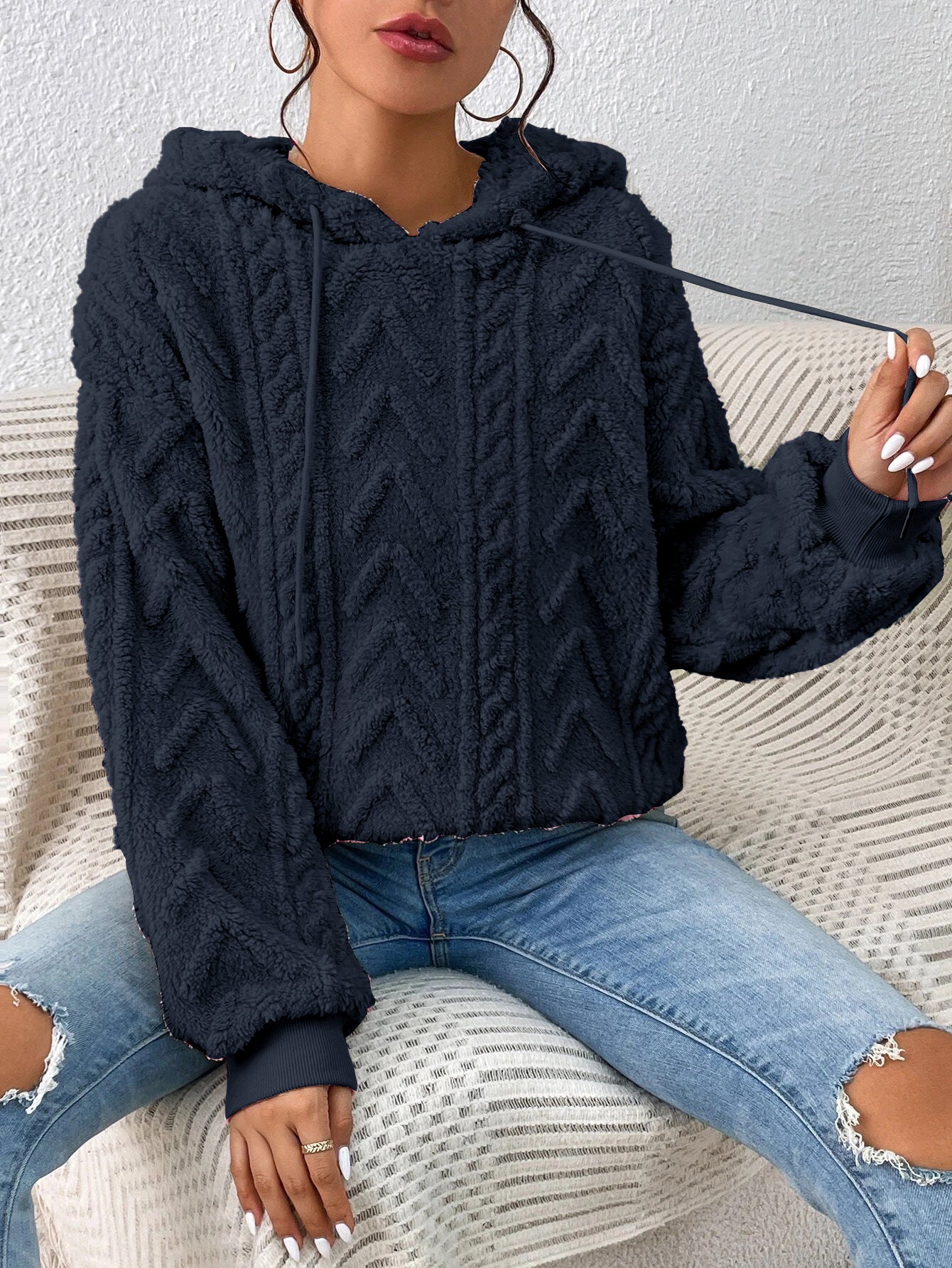 Casual Plush Flannel Loose Jacket Hoodie