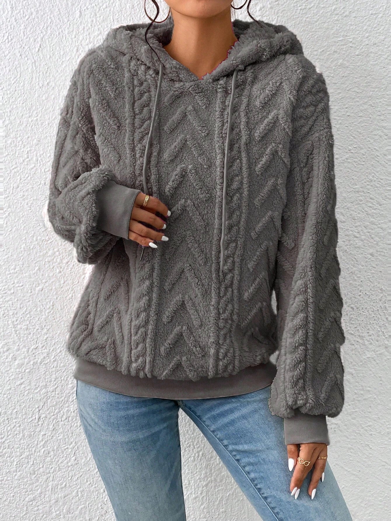 Casual Plush Flannel Loose Jacket Hoodie