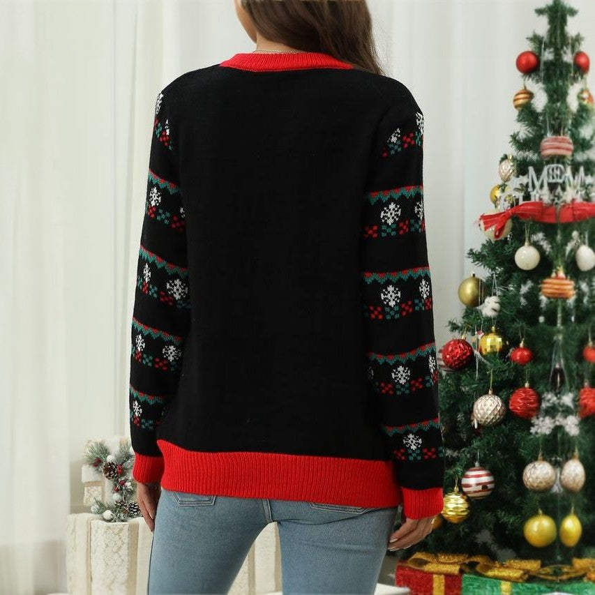 Christmas Jacquard Long Sleeve Sweater