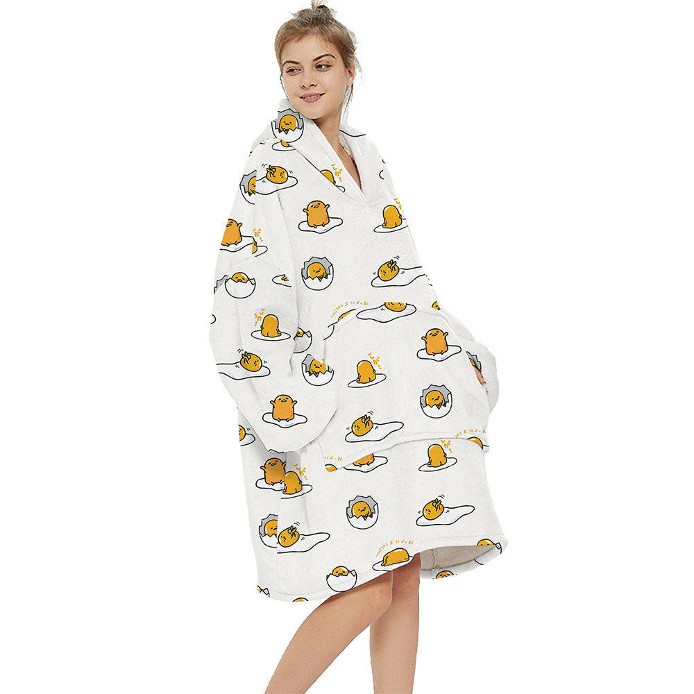 Multi Printed Cozy Thickened Blanket Hoodie