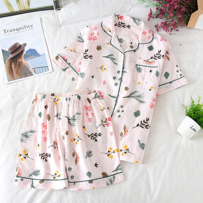 Short Sleeve Shorts Ladies Cozy Pajama Set