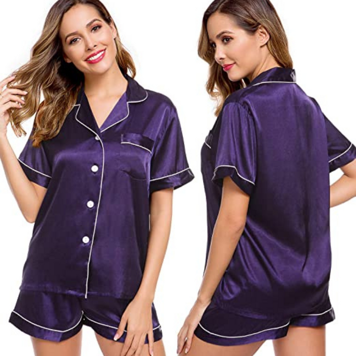 Women s Silken Short Sleeve Pajama Ensemble.