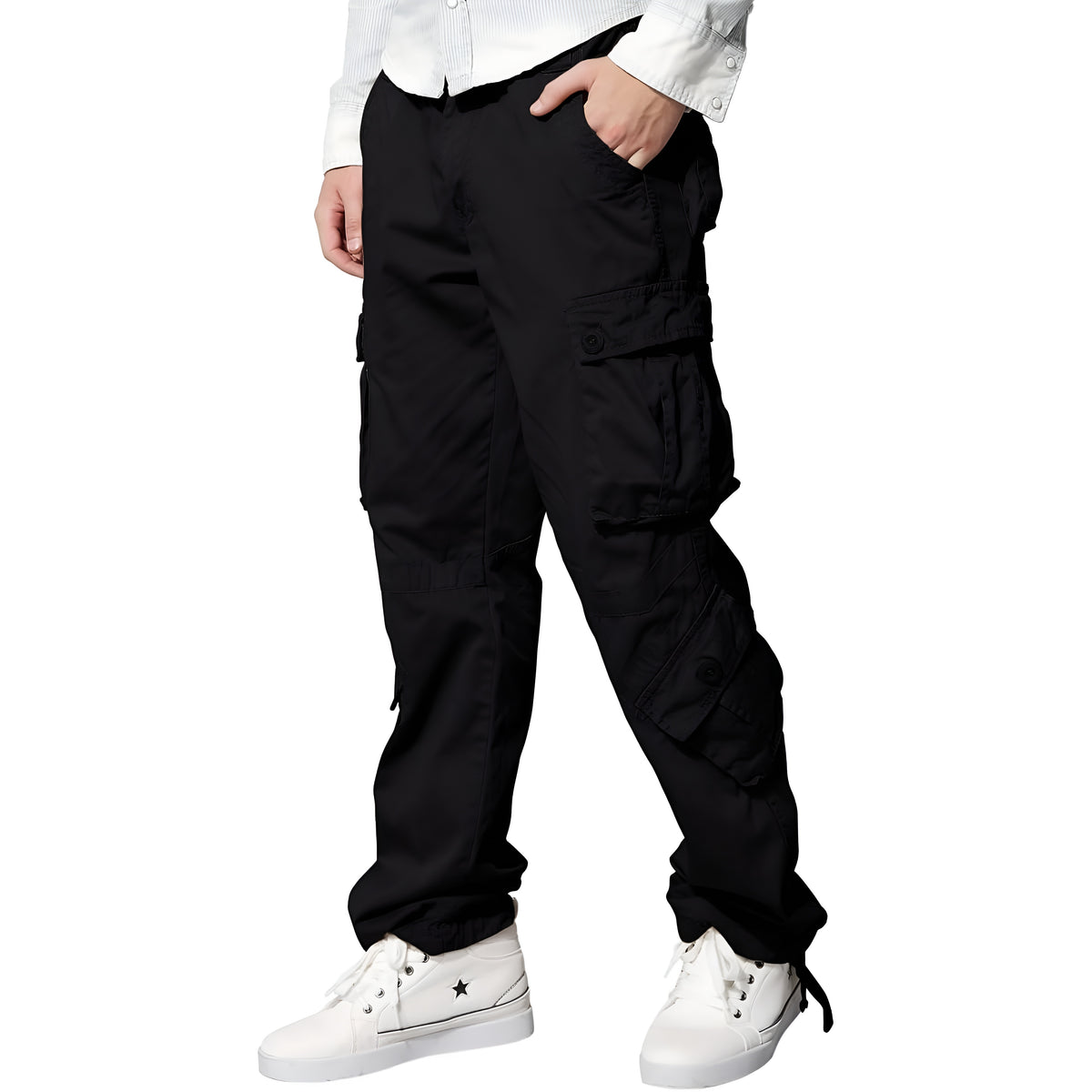 Cargo Pants With Multiple Pockets And Regular Fit For Men