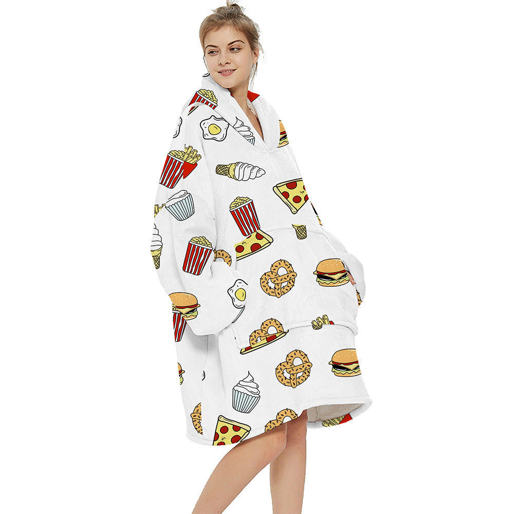 Multi Printed Cozy Thickened Blanket Hoodie