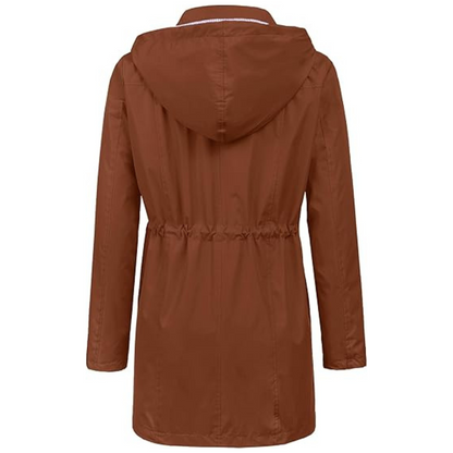 Waterproof Long Hooded Trench Coat Lined Windbreaker Travel Jacket