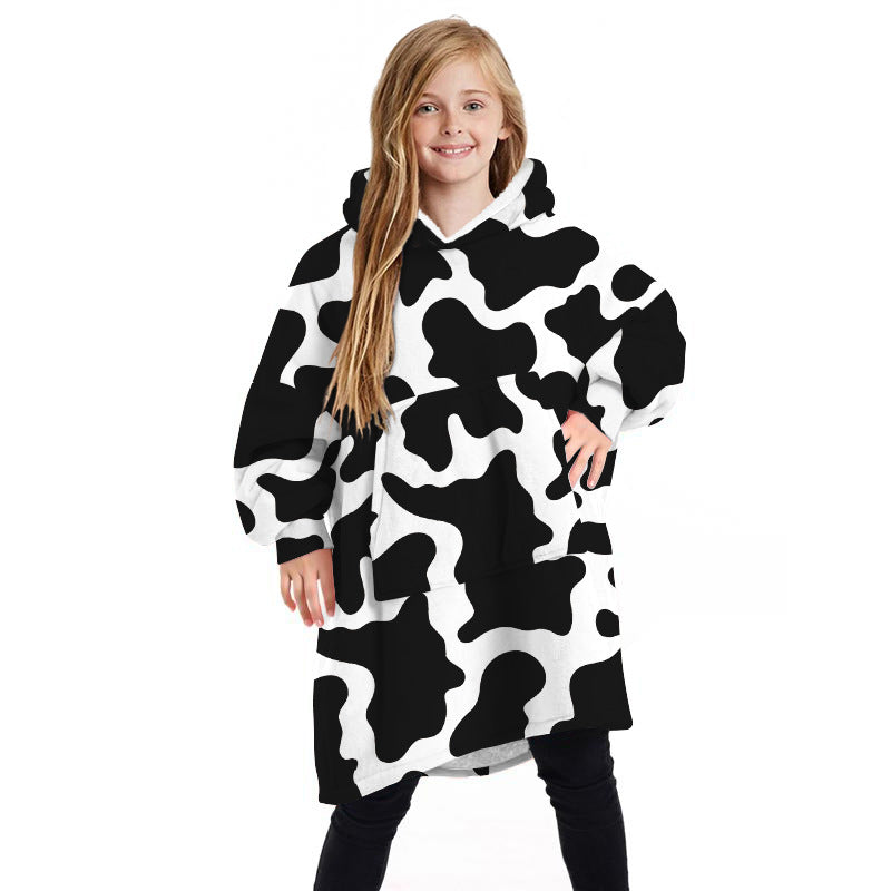 Winter Double Sided Blanket Hoodie For Kids