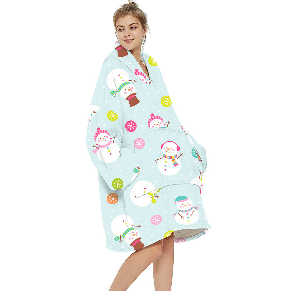 Multi Printed Cozy Thickened Blanket Hoodie