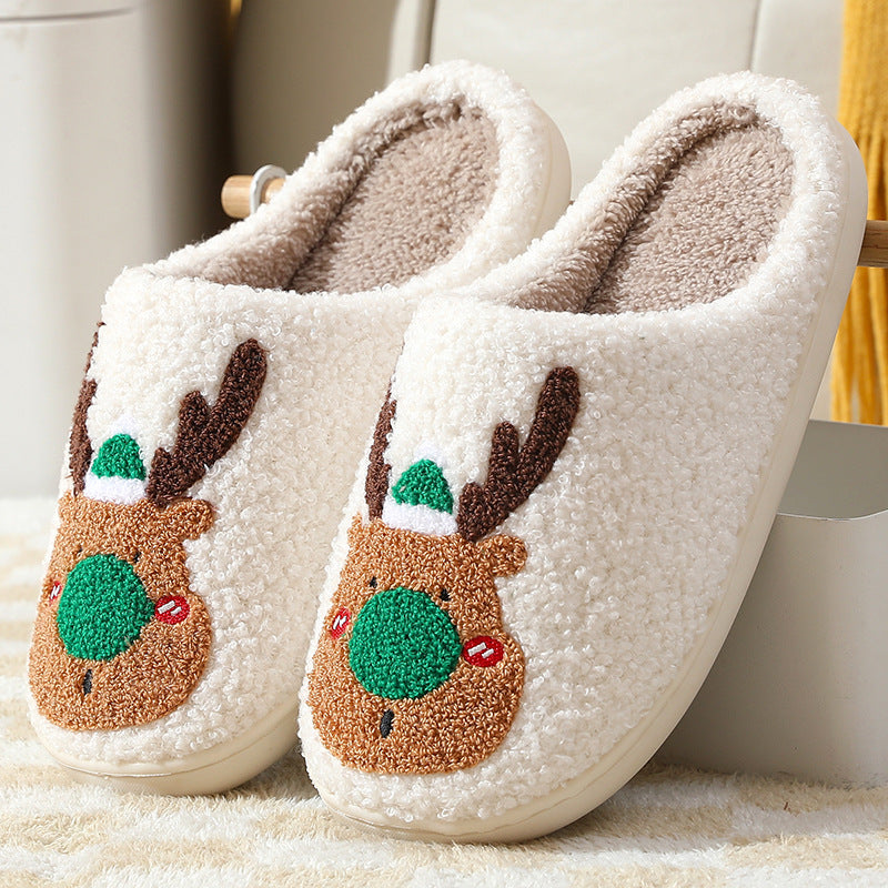 Christmas Elk Printed Soft Cozy Slippers