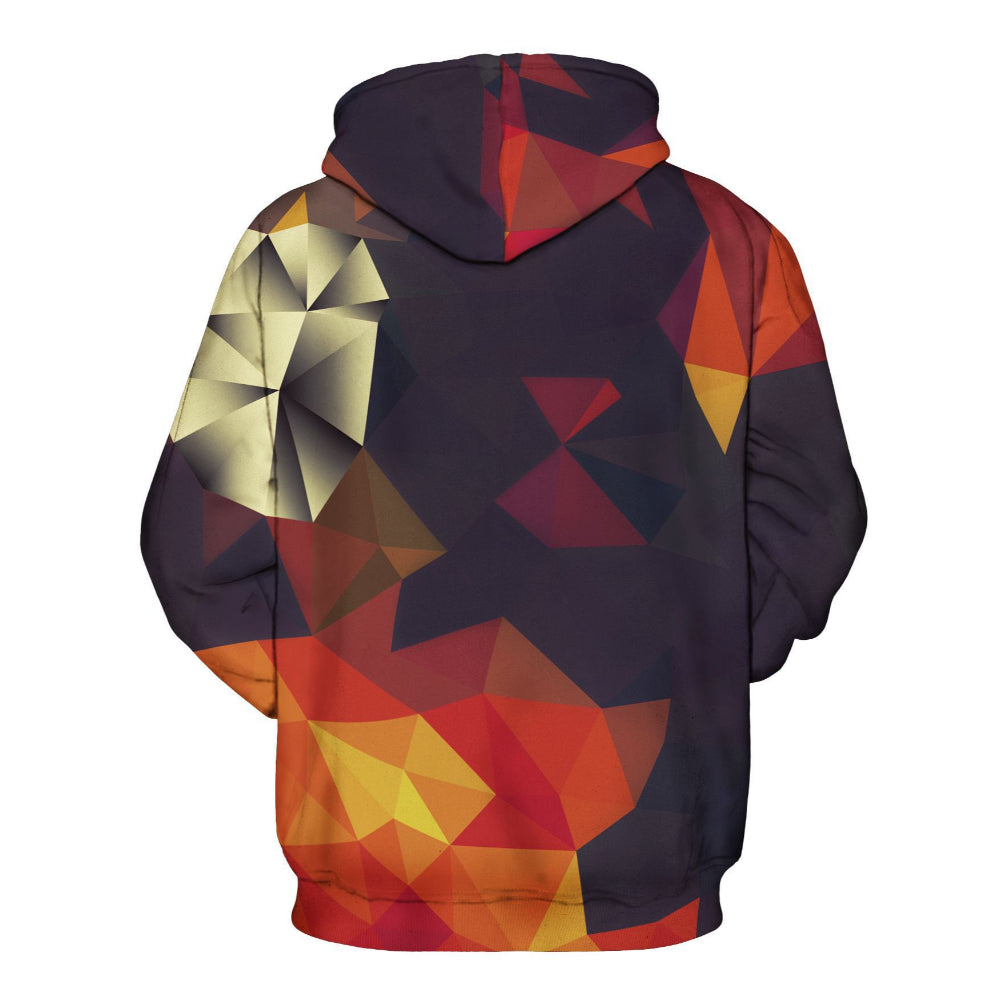 Geometrischer, klassischer 3D-Hoodie mit Rautenmuster