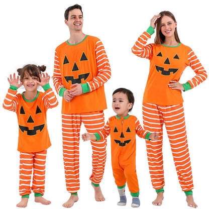 Passendes Familien-Pyjama-Set mit Halloween-Kürbis-Aufdruck