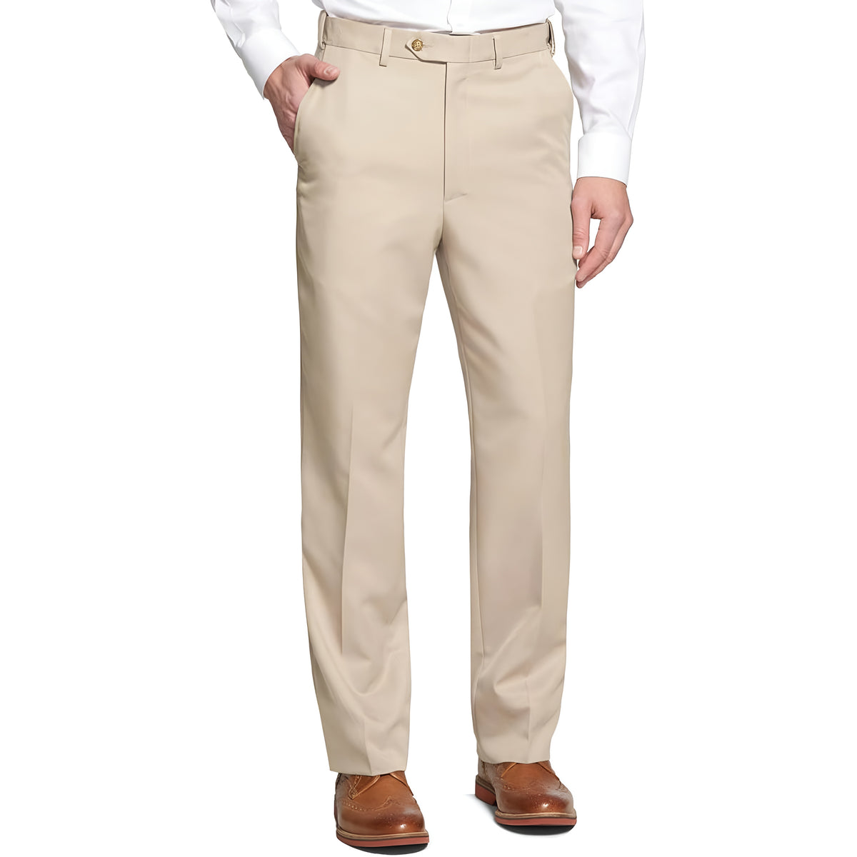 Stretch Dress Pants With Four Pocket Design And Zipper Closure For Men