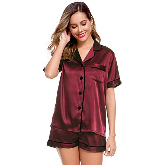 Women s Silken Short Sleeve Pajama Ensemble.