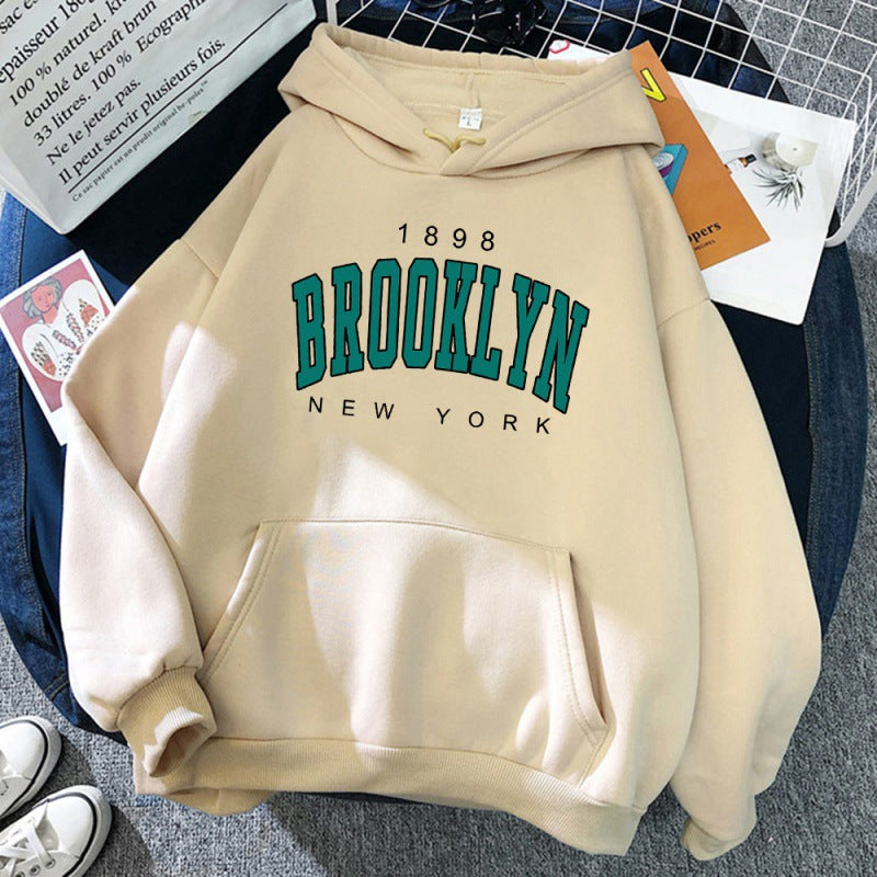 Brooklyn New York Printed Casual Hoodie