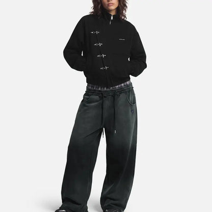 Loose Vintage Plaid Patchwork Sweatpants For Men And Women