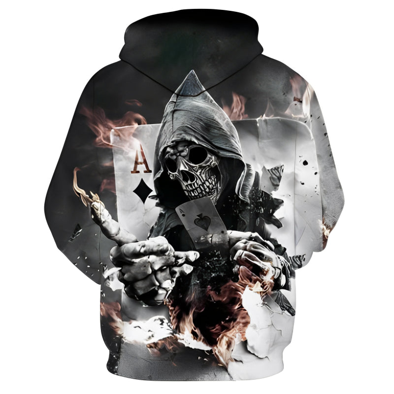 Sweat à capuche classique Skull Poker imprimé en 3D