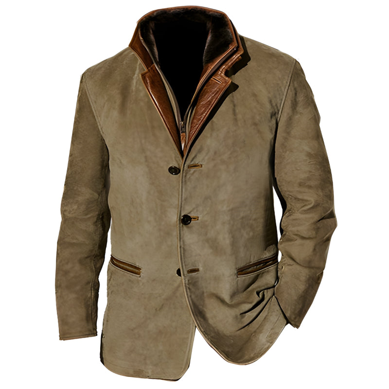 Leather Blazer With Shearling Collar
