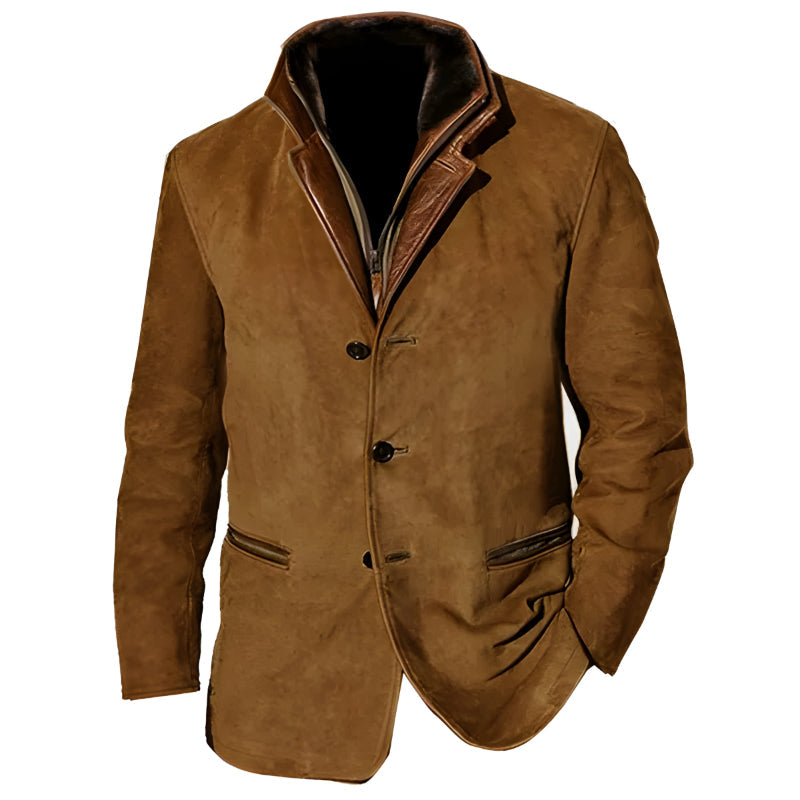 Leather Blazer With Shearling Collar