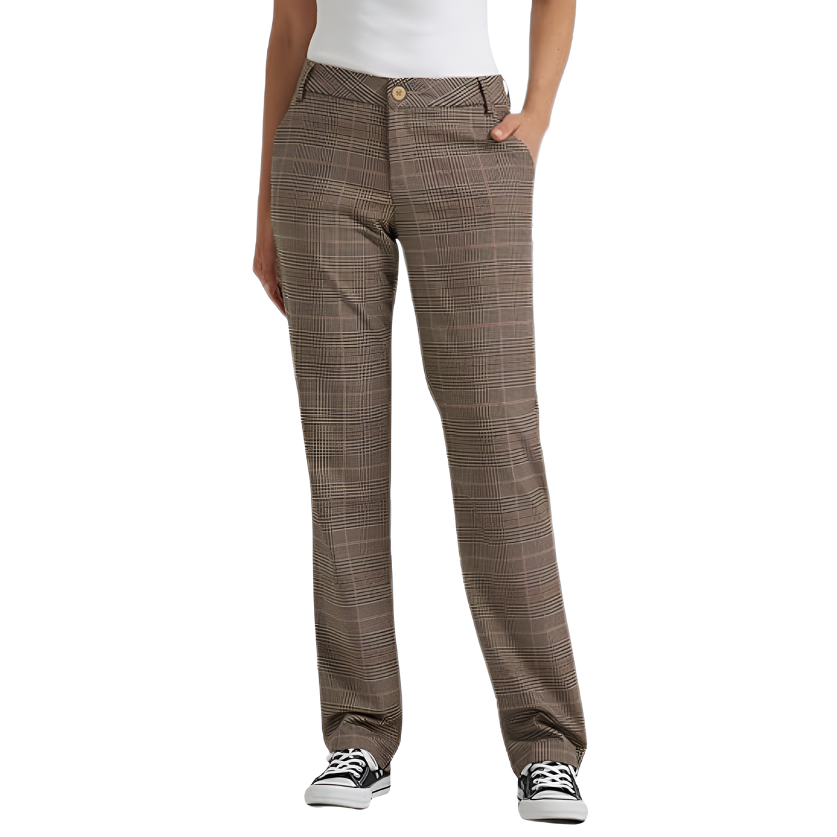 Comfortable Mid Rise Work Trousers For Women