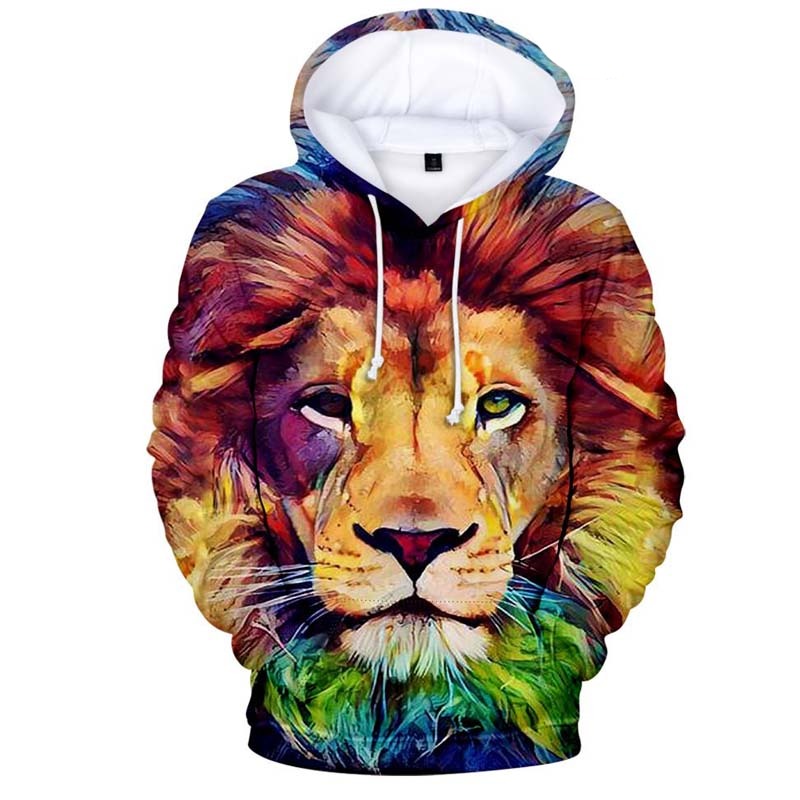 Multi Shade Lion 3D Printed Hoodie