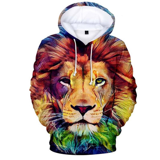 Sweat à capuche imprimé 3D Lion multi-ombres