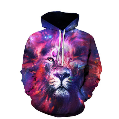 Vibrant Single Lion Printed 3D Hoodie