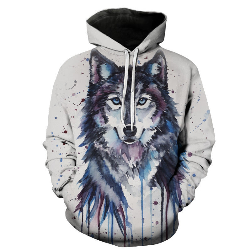 Klassischer, stilvoller 3D-Hoodie mit Wolfsdruck