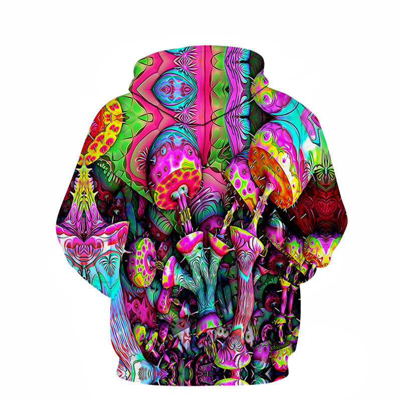 3D Digital Mushroom Printed Casual Hoodie