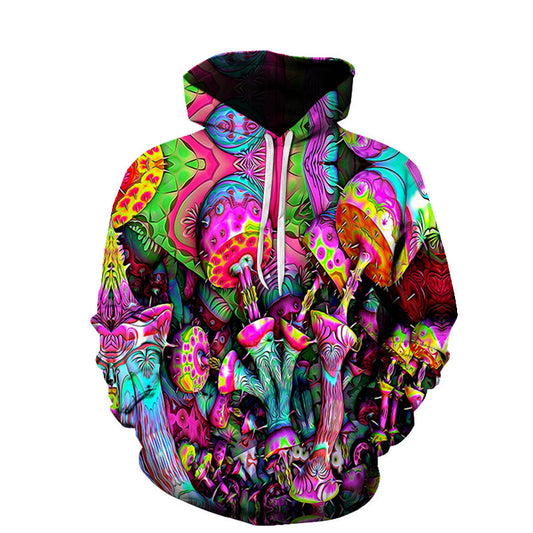 3D Digital Mushroom Printed Casual Hoodie