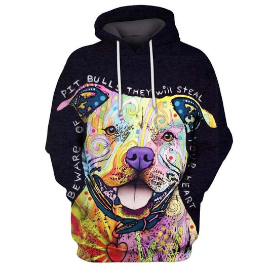 Mehrfarbiger 3D-Hoodie mit Hundedruck