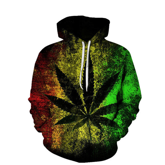 3D Digital Leaf Printed Causal Hoodie