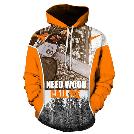 Mit Kettensägenwald bedruckter 3D-Hoodie