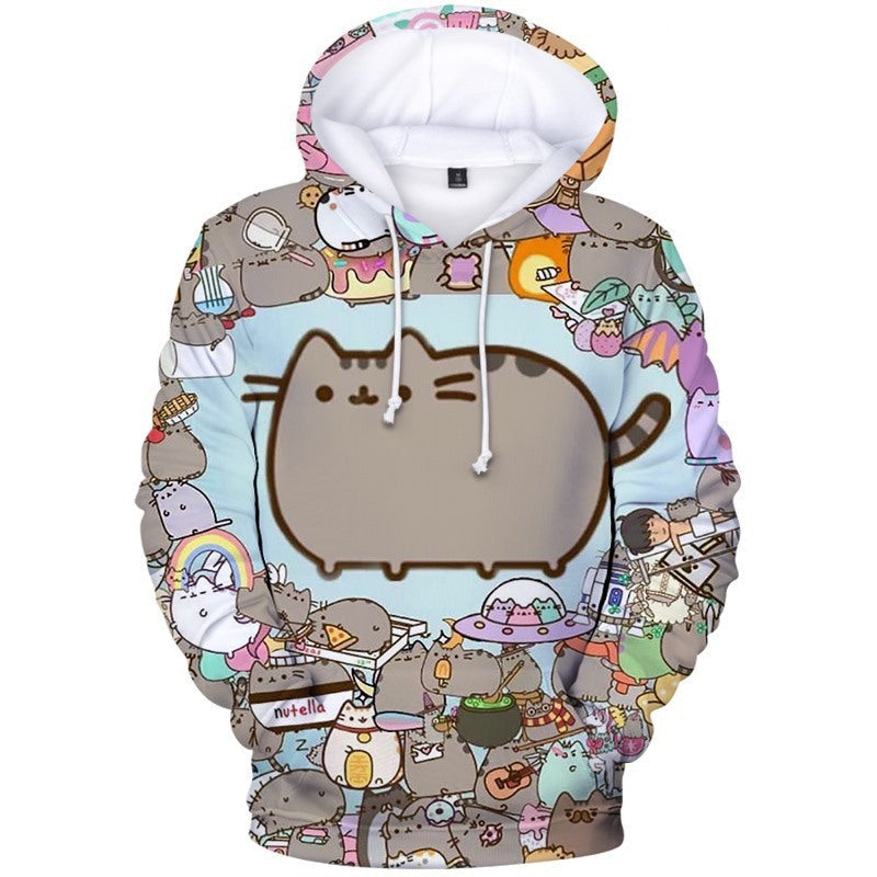 Fleece Pusheen Cat Printed Casual Hoodie