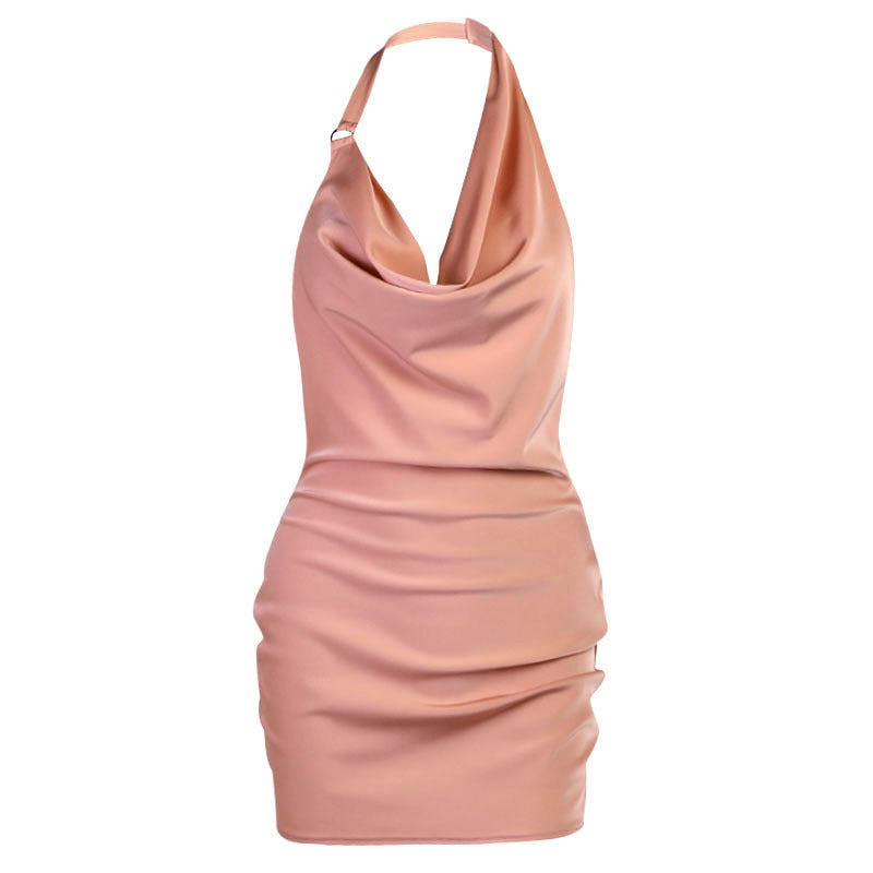 Sleeveless Backless Satin Mini Party Dress