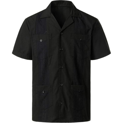 Short Sleeve Cuban Guayabera Button Down Shirt For Men