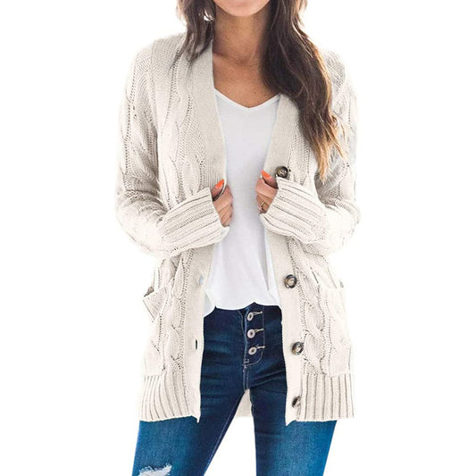 Cardigan pull long décontracté en tricot avec poche