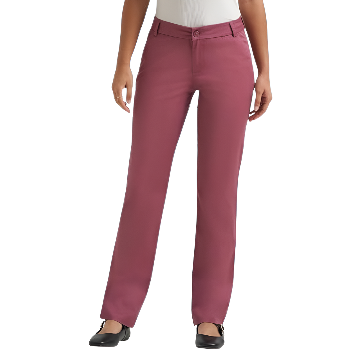 Comfortable Mid Rise Work Trousers For Women