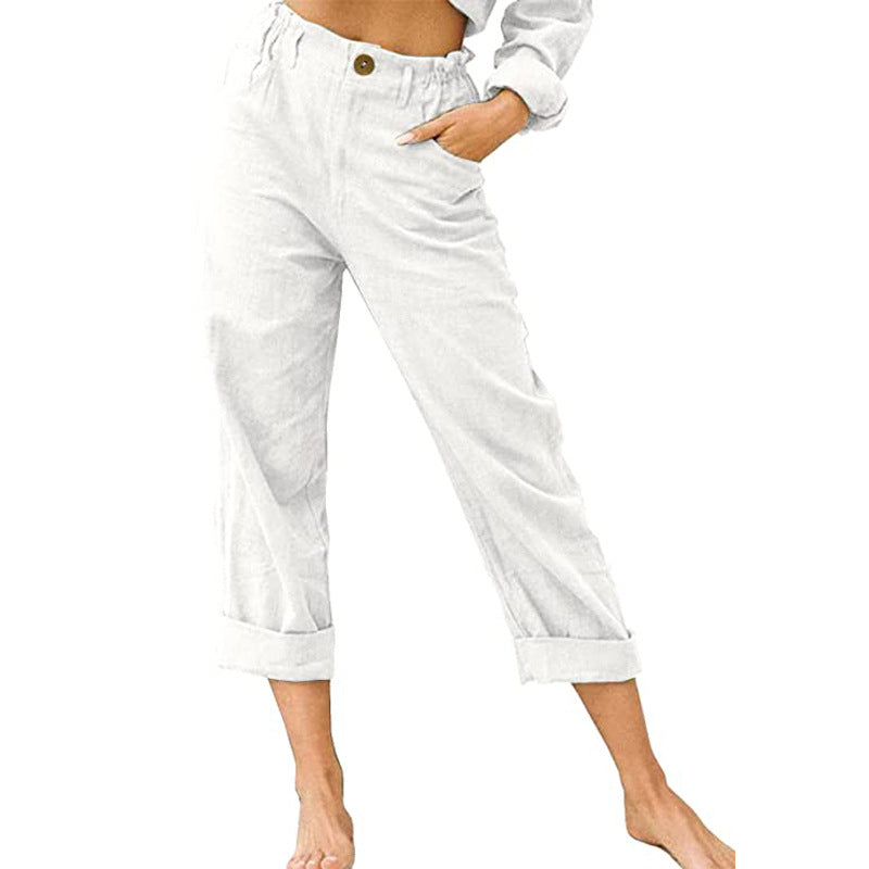 Casual Loose Elastic Linen Pants