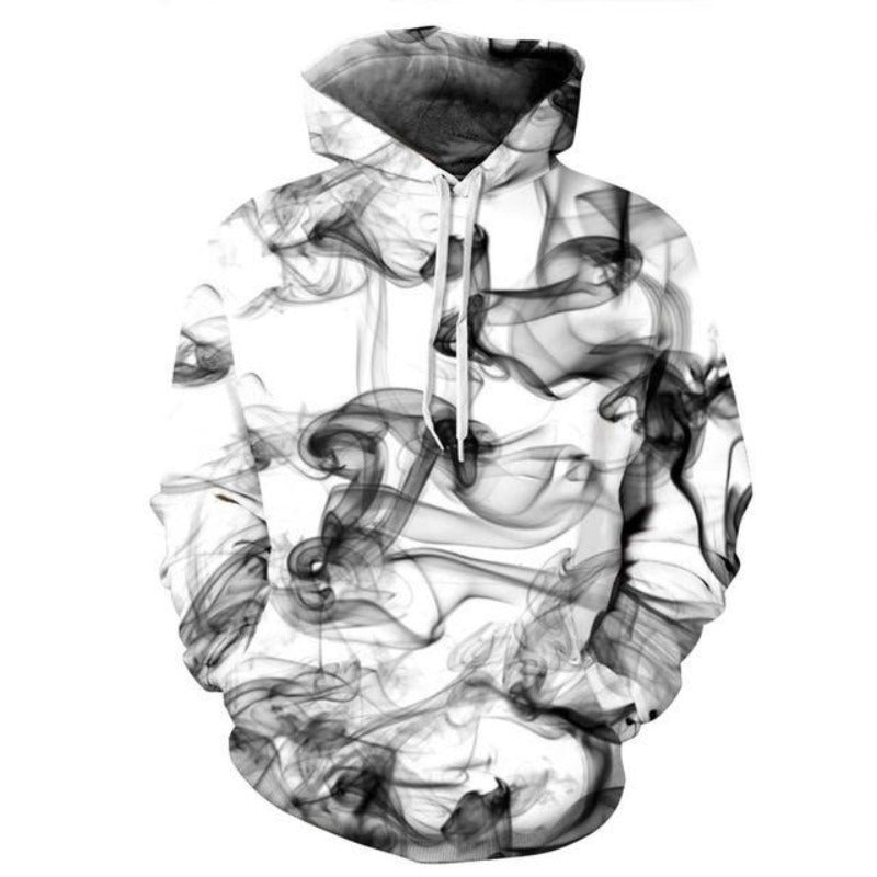 Fog Effect Printed Minimalistic 3D Hoodie