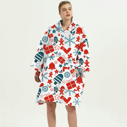 Cozy Oversized Printed Fleece Blanket Hoodie