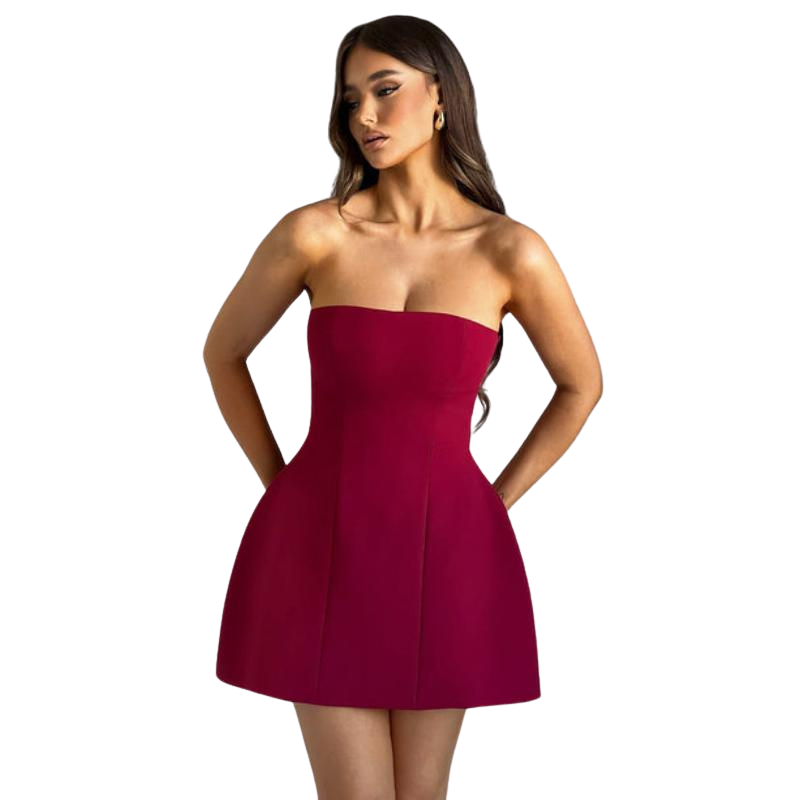 Mini Strapless Dress With Bubble Shape Skirt