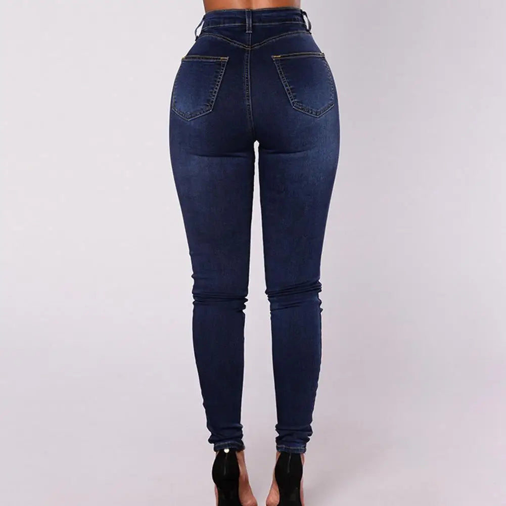 Damen Bleistiftjeans mit hoher Taille