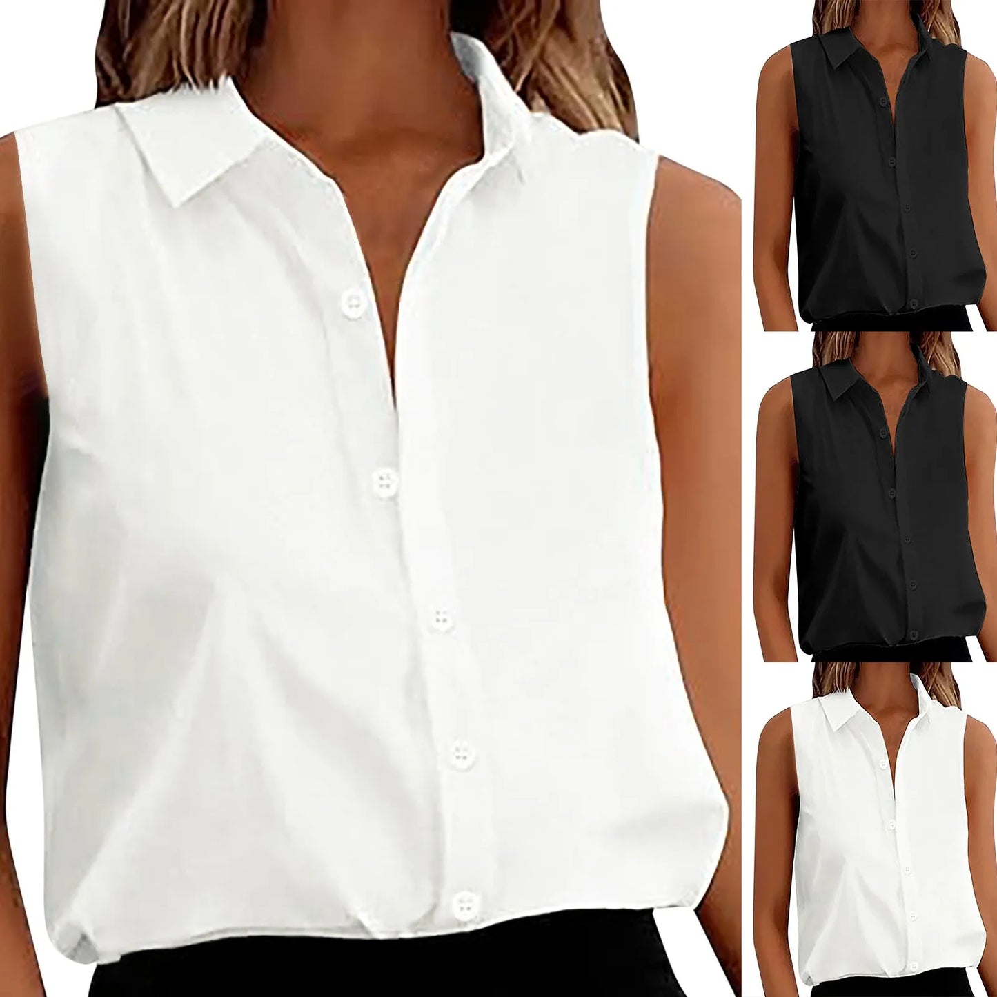 Summer Elegant Button Up Sleeveless Top