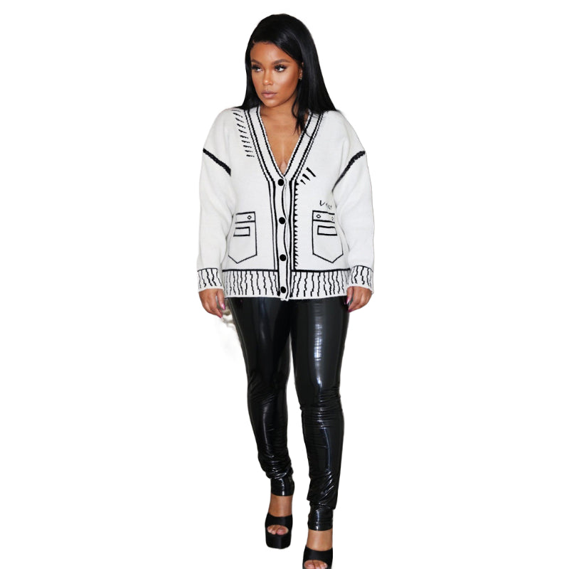 Graffiti Idle Knit Loose Cardigan Sweater