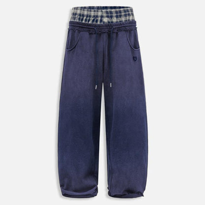 Loose Vintage Plaid Patchwork Sweatpants For Men And Women