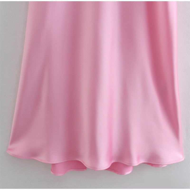 Elegant Sleeveless Satin Long Slip Backless Dress